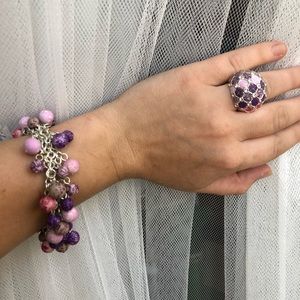 Viva Beads Handmade Silver Chain Bracelet With a Ring NWT